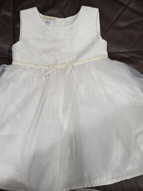 Toddler Ivory Tulle Party Dress with Ribbon Waist